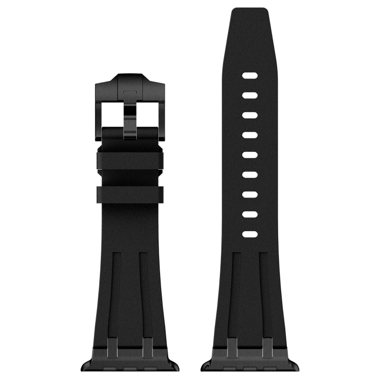 For Apple Watch Ultra 49mm Stone Grain Liquid Silicone Watch Band(Black Black) - free shipping - PMC TechLife - Order now!