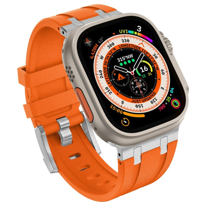 For Apple Watch Series 8 45mm Stone Grain Liquid Silicone Watch Band(Sliver Orange) - Watch Bands by PMC Jewellery | Online Shopping South Africa | PMC Jewellery