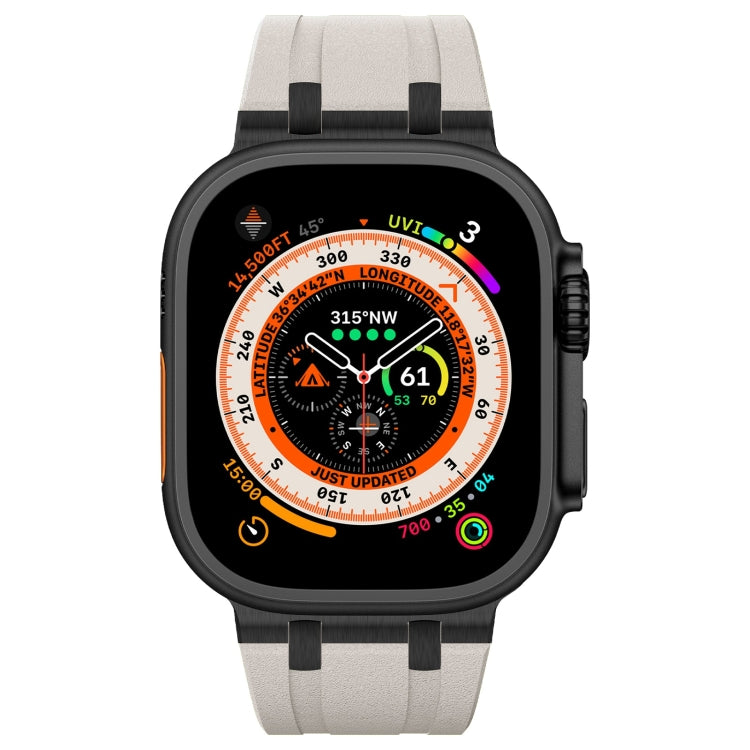 For Apple Watch SE 2022 44mm Stone Grain Liquid Silicone Watch Band(Black Starlight) - Watch Bands by PMC TechLife | Online Shopping South Africa | PMC TechLife