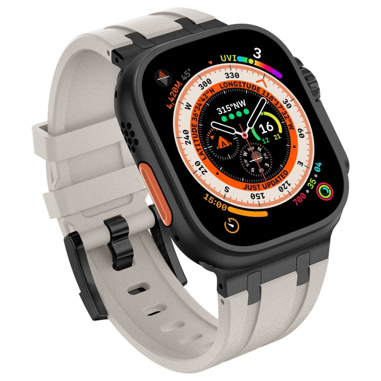 For Apple Watch SE 2022 44mm Stone Grain Liquid Silicone Watch Band(Black Starlight) - Watch Bands by PMC TechLife | Online Shopping South Africa | PMC TechLife