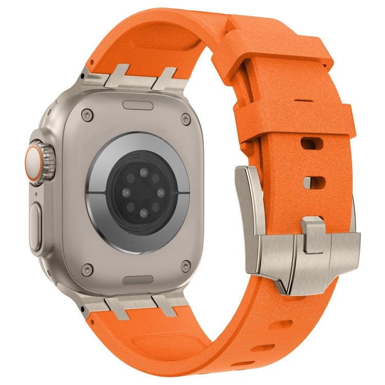 For Apple Watch SE 2022 44mm Stone Grain Liquid Silicone Watch Band(Titanium Orange) - Watch Bands by PMC TechLife | Online Shopping South Africa | PMC TechLife