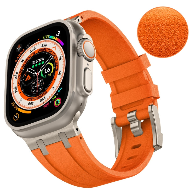 For Apple Watch Series 7 45mm Stone Grain Liquid Silicone Watch Band(Titanium Orange) - Watch Bands by PMC TechLife | Online Shopping South Africa | PMC TechLife