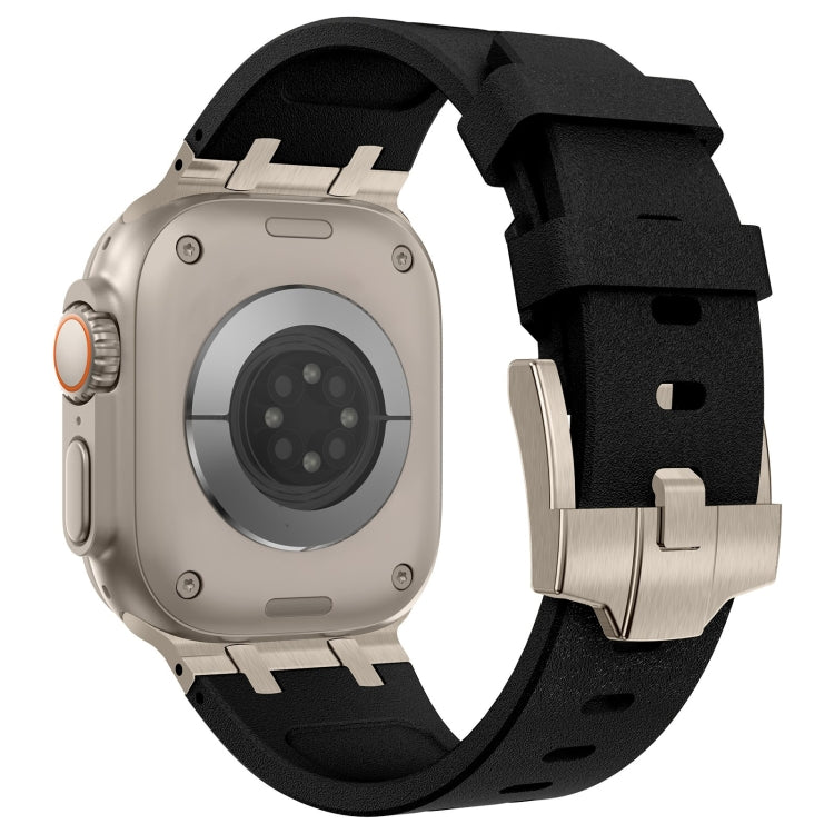 For Apple Watch Series 7 45mm Stone Grain Liquid Silicone Watch Band(Titanium Black) - Watch Bands by PMC TechLife | Online Shopping South Africa | PMC TechLife