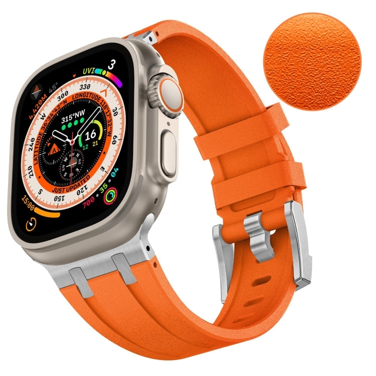 For Apple Watch Series 7 45mm Stone Grain Liquid Silicone Watch Band(Sliver Orange) - Watch Bands by PMC Jewellery | Online Shopping South Africa | PMC Jewellery