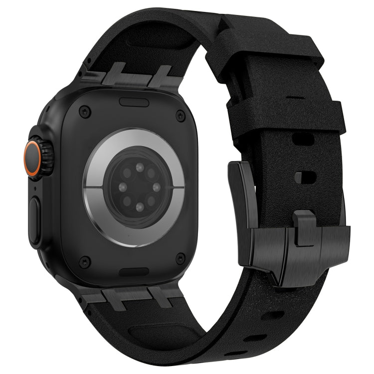 For Apple Watch SE 44mm Stone Grain Liquid Silicone Watch Band(Black Black) - Watch Bands by PMC TechLife | Online Shopping South Africa | PMC TechLife