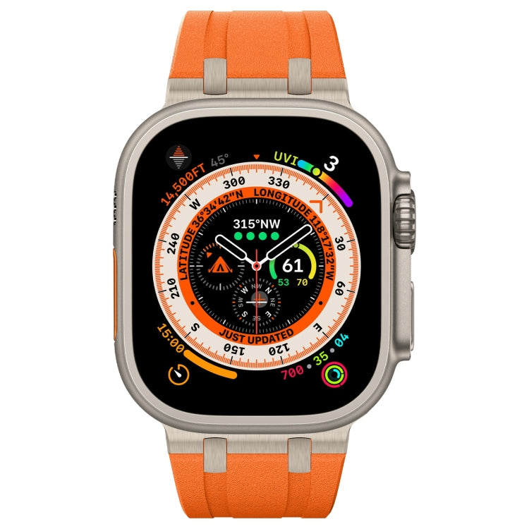 For Apple Watch SE 44mm Stone Grain Liquid Silicone Watch Band(Titanium Orange) - Watch Bands by PMC TechLife | Online Shopping South Africa | PMC TechLife