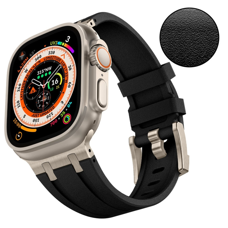 For Apple Watch SE 44mm Stone Grain Liquid Silicone Watch Band(Titanium Black) - Watch Bands by PMC TechLife | Online Shopping South Africa | PMC TechLife