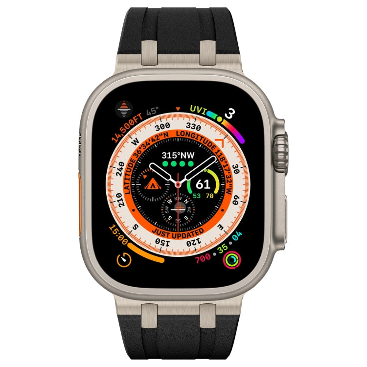For Apple Watch SE 44mm Stone Grain Liquid Silicone Watch Band(Titanium Black) - Watch Bands by PMC TechLife | Online Shopping South Africa | PMC TechLife