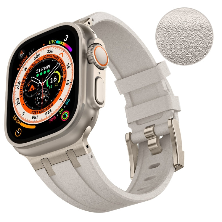 For Apple Watch SE 44mm Stone Grain Liquid Silicone Watch Band(Titanium Starlight) - Watch Bands by PMC TechLife | Online Shopping South Africa | PMC TechLife