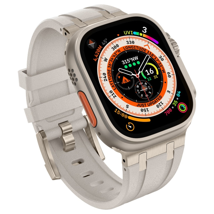 For Apple Watch SE 44mm Stone Grain Liquid Silicone Watch Band(Titanium Starlight) - Watch Bands by PMC TechLife | Online Shopping South Africa | PMC TechLife