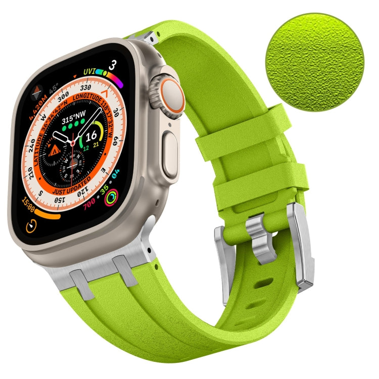 For Apple Watch SE 44mm Stone Grain Liquid Silicone Watch Band(Silver Green) - Watch Bands by PMC TechLife | Online Shopping South Africa | PMC TechLife