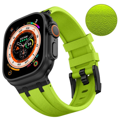 For Apple Watch Series 6 44mm Stone Grain Liquid Silicone Watch Band(Black Green) - Watch Bands by PMC Jewellery | Online Shopping South Africa | PMC Jewellery