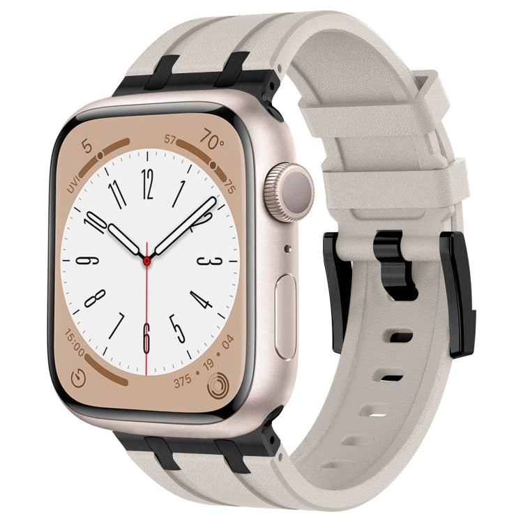 For Apple Watch Series 6 44mm Stone Grain Liquid Silicone Watch Band(Black Starlight) - Watch Bands by PMC TechLife | Online Shopping South Africa | PMC TechLife