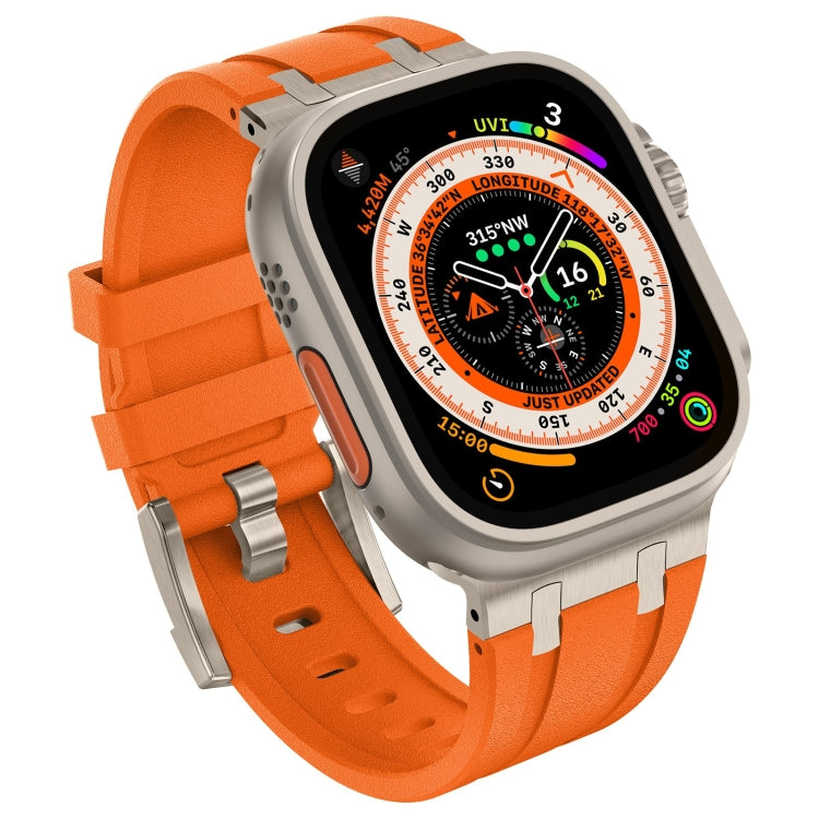 For Apple Watch Series 6 44mm Stone Grain Liquid Silicone Watch Band(Titanium Orange) - Watch Bands by PMC TechLife | Online Shopping South Africa | PMC TechLife