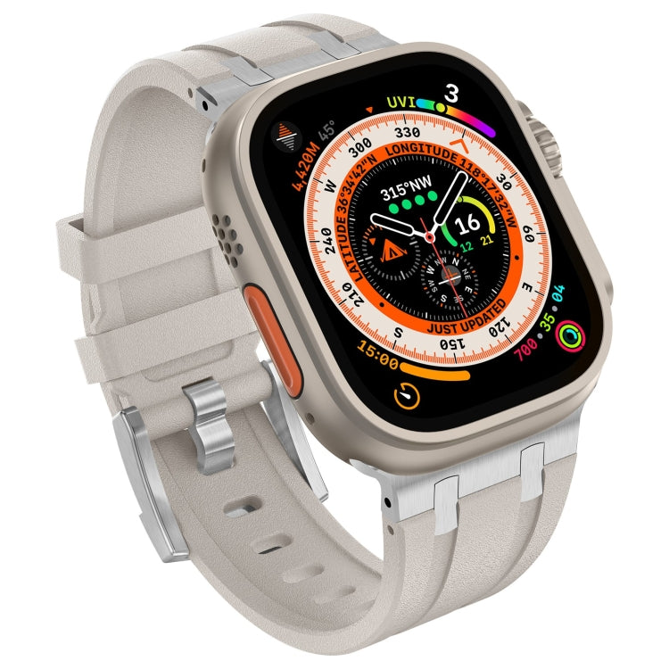 For Apple Watch Series 5 44mm Stone Grain Liquid Silicone Watch Band(Silver Starlight) - Watch Bands by PMC TechLife | Online Shopping South Africa | PMC TechLife