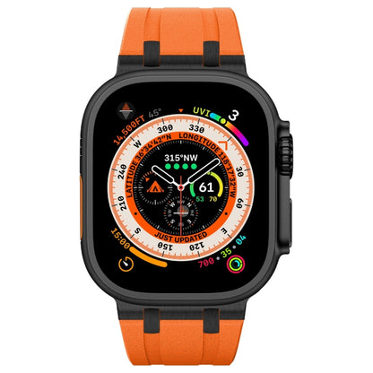 For Apple Watch Series 4 44mm Stone Grain Liquid Silicone Watch Band(Black Orange) - Watch Bands by PMC Jewellery | Online Shopping South Africa | PMC Jewellery