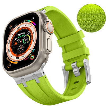 For Apple Watch Series 4 44mm Stone Grain Liquid Silicone Watch Band(Silver Green) - Watch Bands by PMC Jewellery | Online Shopping South Africa | PMC Jewellery