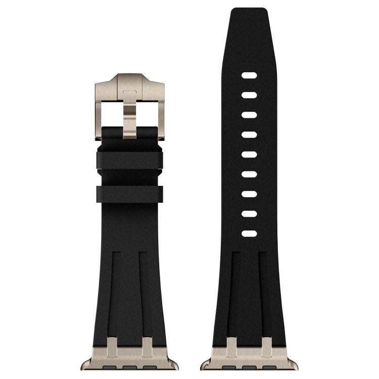 For Apple Watch Series 3 42mm Stone Grain Liquid Silicone Watch Band(Titanium Black) - Watch Bands by PMC TechLife | Online Shopping South Africa | PMC TechLife