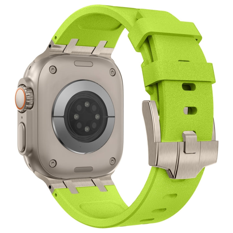 For Apple Watch Series 3 42mm Stone Grain Liquid Silicone Watch Band(Titanium Green) - Watch Bands by PMC TechLife | Online Shopping South Africa | PMC TechLife