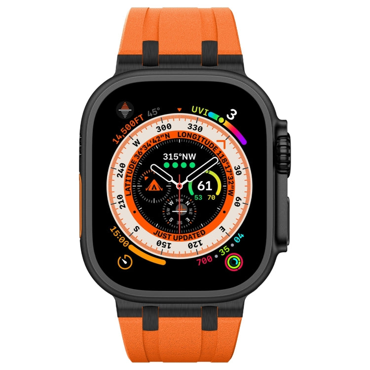 For Apple Watch 42mm Stone Grain Liquid Silicone Watch Band(Black Orange) - Watch Bands by PMC Jewellery | Online Shopping South Africa | PMC Jewellery