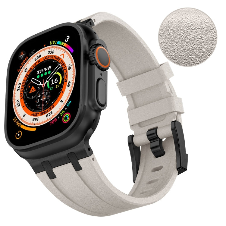 For Apple Watch 42mm Stone Grain Liquid Silicone Watch Band(Black Starlight) - free shipping - PMC TechLife - Order now!
