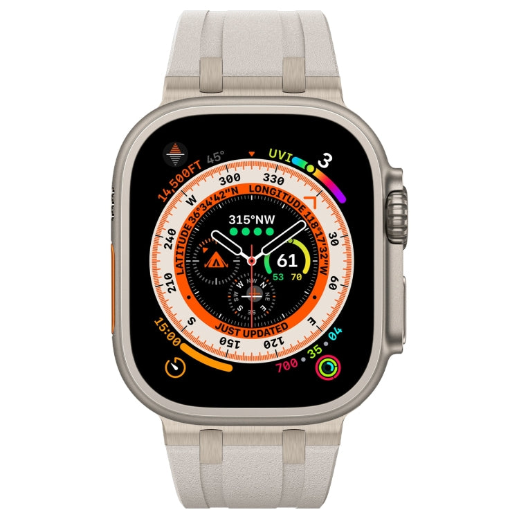 For Apple Watch 42mm Stone Grain Liquid Silicone Watch Band(Titanium Starlight) - Watch Bands by PMC TechLife | Online Shopping South Africa | PMC TechLife