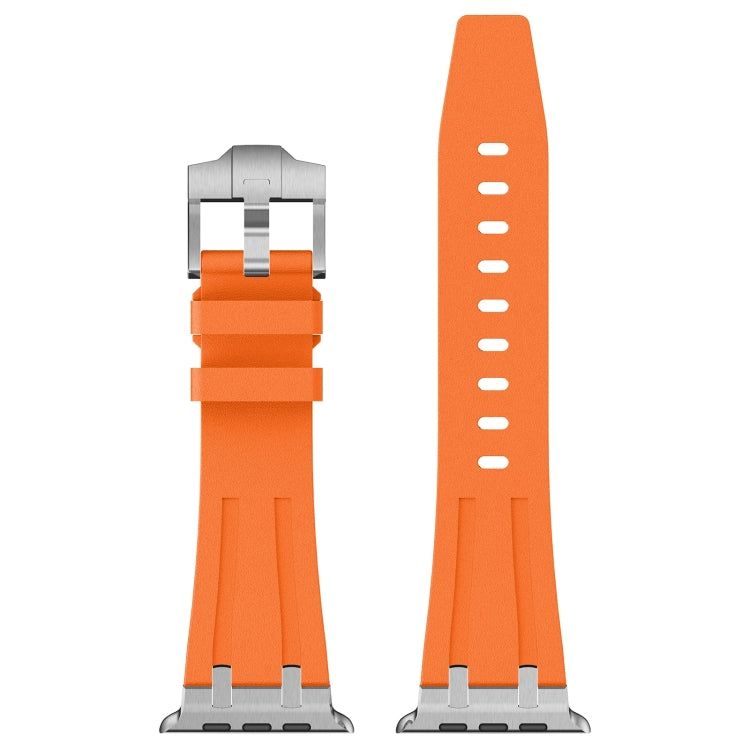 For Apple Watch 42mm Stone Grain Liquid Silicone Watch Band(Sliver Orange) - Watch Bands by PMC TechLife | Online Shopping South Africa | PMC TechLife