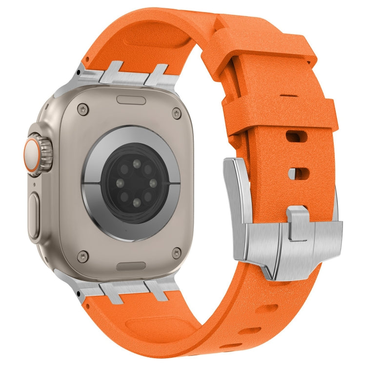 For Apple Watch 42mm Stone Grain Liquid Silicone Watch Band(Sliver Orange) - Watch Bands by PMC TechLife | Online Shopping South Africa | PMC TechLife