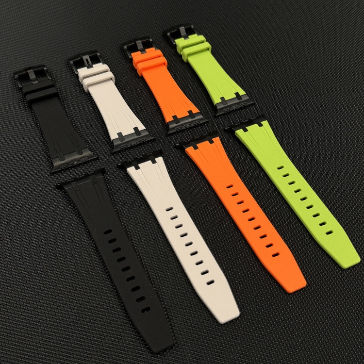 For Apple Watch Ultra 2 49mm Stone Grain Liquid Silicone Watch Band(Black Green) - Watch Bands by PMC Jewellery | Online Shopping South Africa | PMC Jewellery