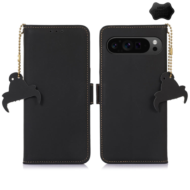 For Google Pixel 9 Pro Genuine Leather Magnetic RFID Leather Phone Case(Black) - Google Cases by PMC Jewellery | Online Shopping South Africa | PMC Jewellery | Buy Now Pay Later Mobicred