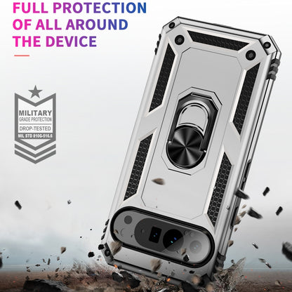 For Google Pixel 9 Pro Shockproof TPU + PC Phone Case with Holder(Silver) - Google Cases by PMC Jewellery | Online Shopping South Africa | PMC Jewellery | Buy Now Pay Later Mobicred