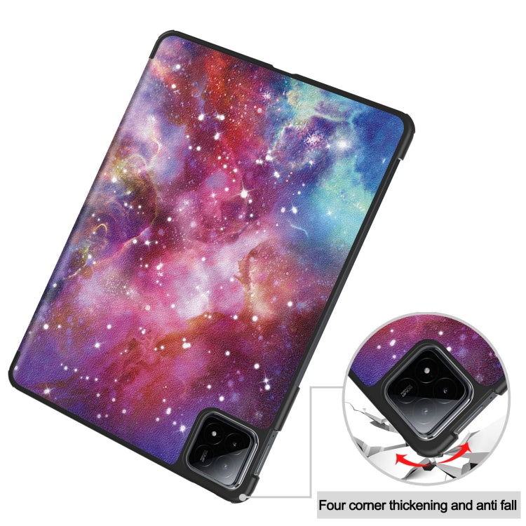 For Xiaomi Pad 6S Pro Custer Painted 3-Fold Holder Smart Leather Tablet Case(Milky Way Nebula) - More Tablet Cases by PMC Jewellery | Online Shopping South Africa | PMC Jewellery | Buy Now Pay Later Mobicred