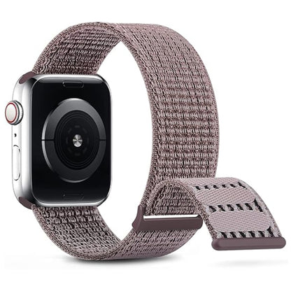 For Apple Watch Series 7 41mm Dual Hook and Loop Nylon Watch Band(Smoke Purple) - Watch Bands by PMC Jewellery | Online Shopping South Africa | PMC Jewellery