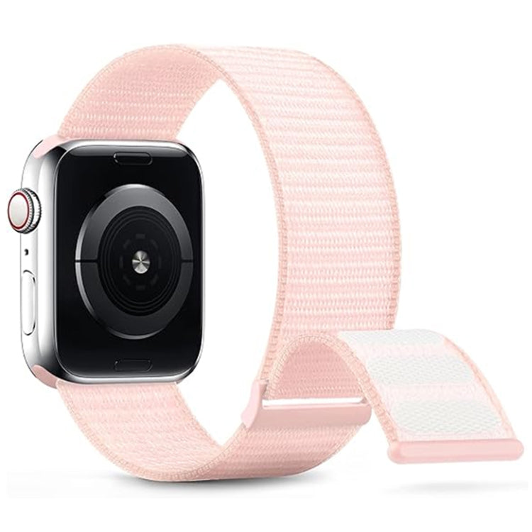 For Apple Watch SE 40mm Dual Hook and Loop Nylon Watch Band(Pearl Powder) - Watch Bands by PMC TechLife | Online Shopping South Africa | PMC TechLife