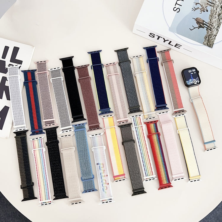 For Apple Watch 38mm Dual Hook and Loop Nylon Watch Band(Pearl Powder) - Watch Bands by PMC TechLife | Online Shopping South Africa | PMC TechLife
