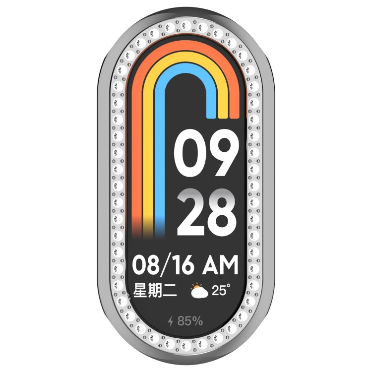 For Xiaomi Mi Band 8 / 9 Ceramic / 10 Ceramic Diamond Half Pack Hollow PC Watch Protective Cover(Silver) - free shipping - PMC TechLife - Order now!
