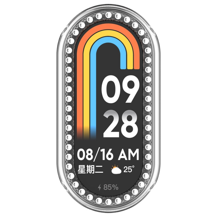 For Xiaomi Mi Band 8 Diamond Half Pack Hollow PC Watch Protective Case(Transparent) - Watch Cases by PMC TechLife | Online Shopping South Africa | PMC TechLife