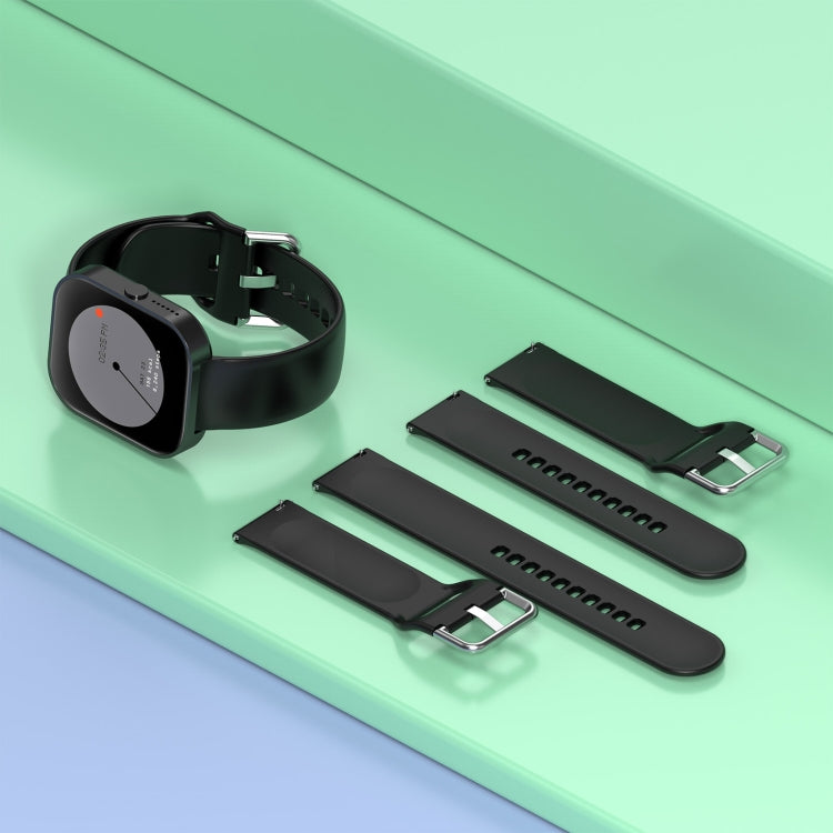 For CMF Watch Pro D395 22mm Solid Color Silver Buckle Silicone Watch Band, Size:S(Black) - Watch Bands by PMC TechLife | Online Shopping South Africa | PMC TechLife