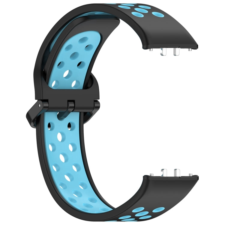 For Samsung Galaxy Fit 3 Two Color Breathable Silicone Watch Band(Black Blue) - Watch Bands by PMC Jewellery | Online Shopping South Africa | PMC Jewellery