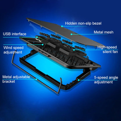 ICE COOREL Notebook Computer Base Speed Control Silent Six-fan Cooling Holder Cooling Rack, Style: Premium Edition(Lvory) - Laptop Stand by PMC Jewellery | Online Shopping South Africa | PMC Jewellery | Buy Now Pay Later Mobicred