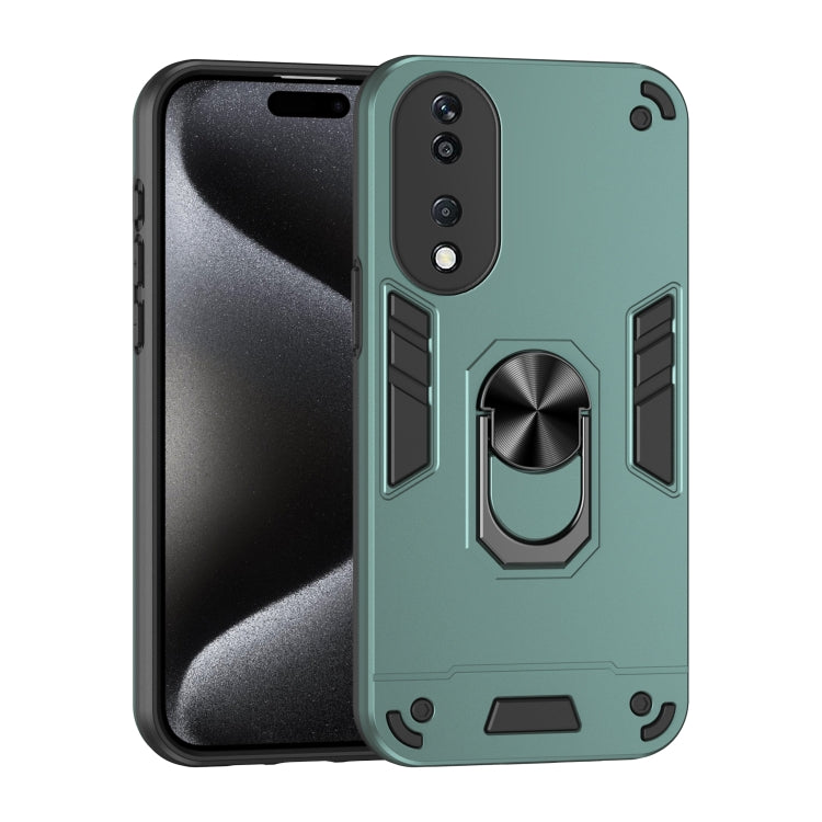 For Honor X7b Shockproof Metal Ring Holder Phone Case(Green) - Honor Cases by PMC Jewellery | Online Shopping South Africa | PMC Jewellery