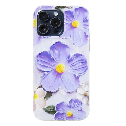 For iPhone 16 Pro Colorful Painting Pattern TPU Phone Case(Purple Flowers) - iPhone 16 Pro Cases by PMC Jewellery | Online Shopping South Africa | PMC Jewellery | Buy Now Pay Later Mobicred