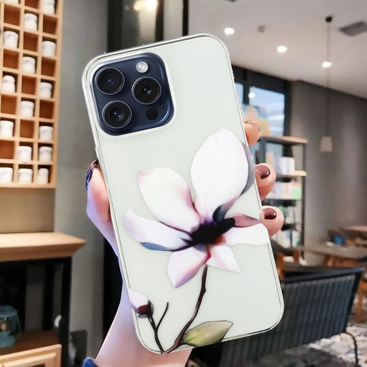 For iPhone 16 Pro Colorful Painting Pattern TPU Phone Case(White Flowers) - iPhone 16 Pro Cases by PMC Jewellery | Online Shopping South Africa | PMC Jewellery | Buy Now Pay Later Mobicred