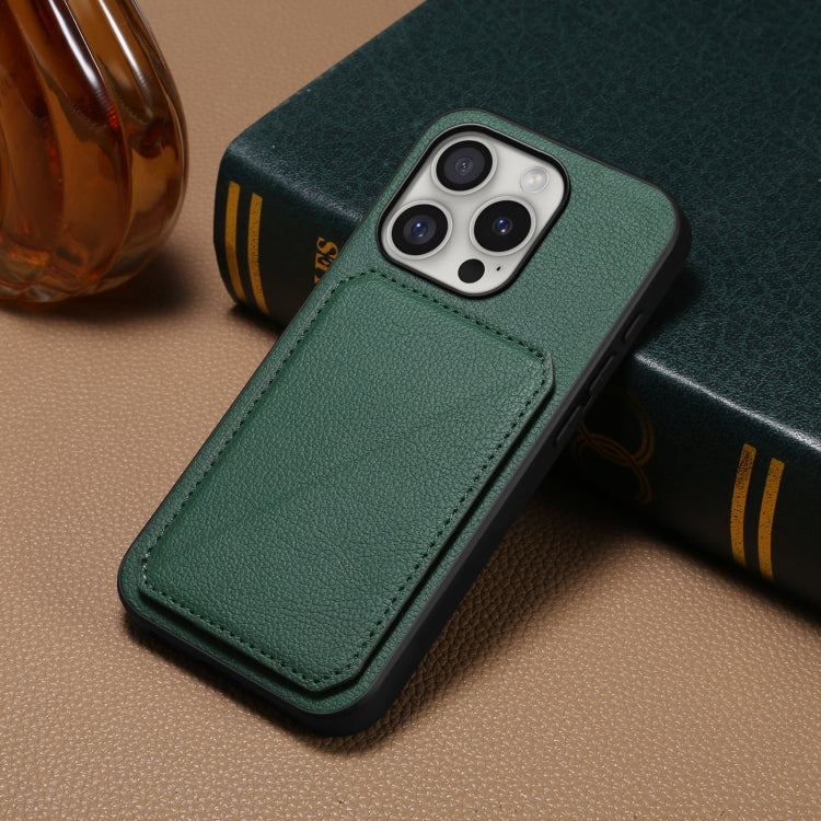 For iPhone 16 Pro D04 Calf Texture Dual Card Slot Holder Phone Case(Green) - iPhone 16 Pro Cases by PMC TechLife | Online Shopping South Africa | PMC TechLife | Buy Now Pay Later Mobicred