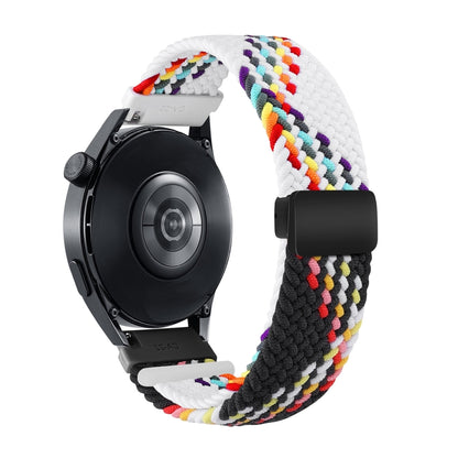 18mm Two-color Magnetic Braided Nylon Watch Band(White Black Rainbow) - 20mm Bands by PMC Jewellery | Online Shopping South Africa | PMC Jewellery