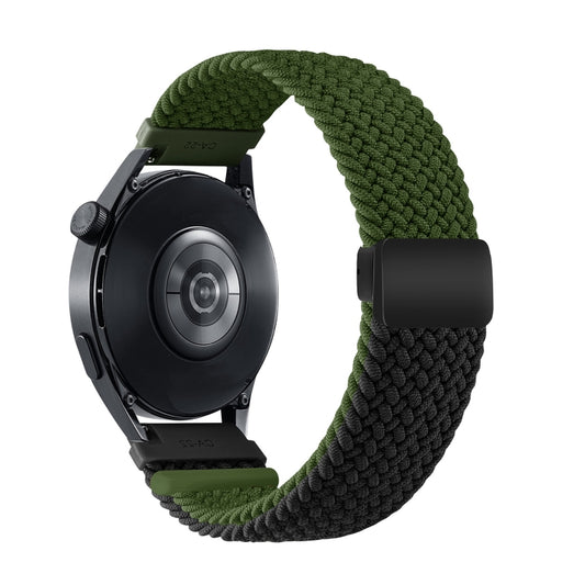 18mm Two-color Magnetic Braided Nylon Watch Band(Olive Black) - 20mm Bands by PMC Jewellery | Online Shopping South Africa | PMC Jewellery