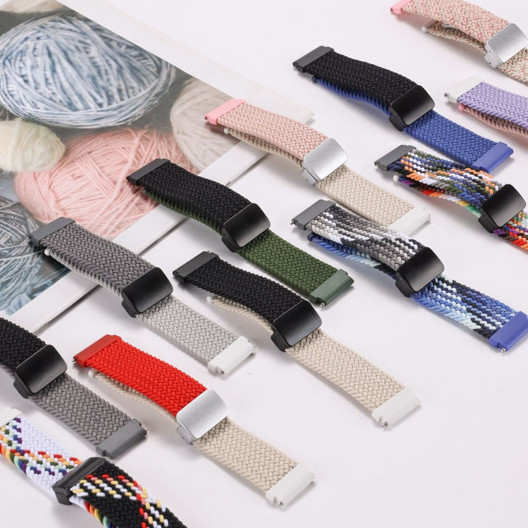 20mm Two-color Magnetic Braided Nylon Watch Band(White Black Rainbow) - 20mm Bands by PMC TechLife | Online Shopping South Africa | PMC TechLife