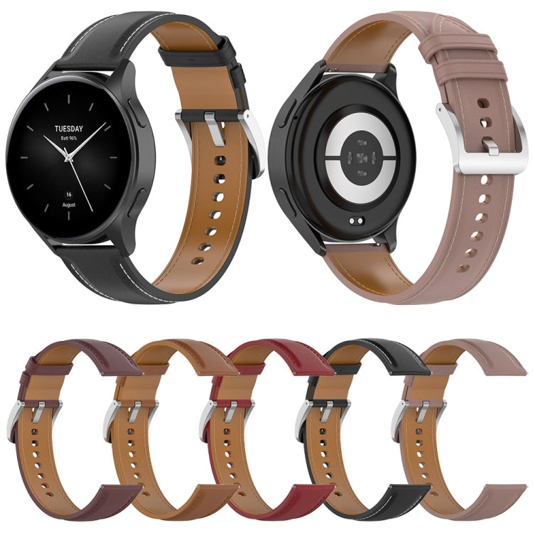For Xiaomi Watch 2 22mm Genuine Leather Watch Band(Red) - Watch Bands by PMC TechLife | Online Shopping South Africa | PMC TechLife