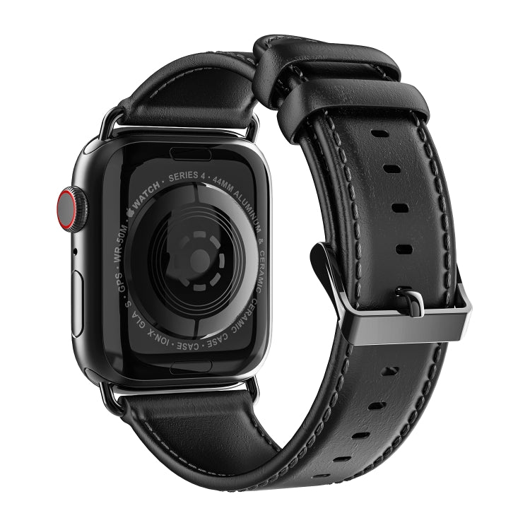 For Apple Watch SE 2023 40mm DUX DUCIS Business Genuine Leather Watch Strap(Black) - Watch Bands by DUX DUCIS | Online Shopping South Africa | PMC Jewellery | Buy Now Pay Later Mobicred