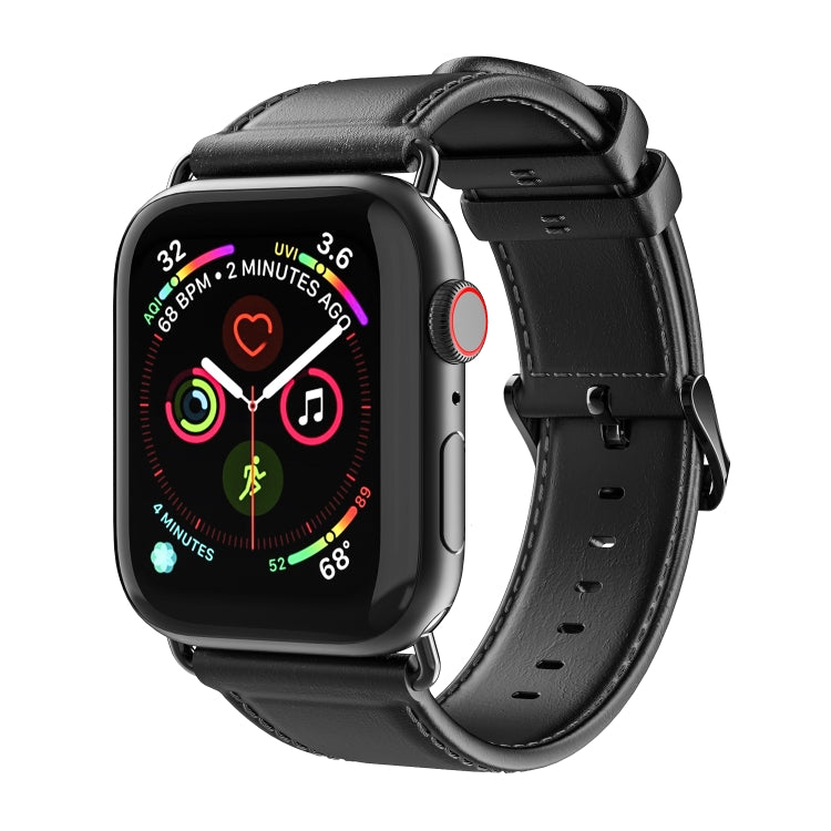 For Apple Watch SE 2023 40mm DUX DUCIS Business Genuine Leather Watch Strap(Black) - Watch Bands by DUX DUCIS | Online Shopping South Africa | PMC Jewellery | Buy Now Pay Later Mobicred